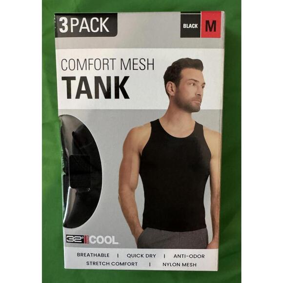 32 Degrees Other - 32 Degrees Cool Men's 3-Pack Comfort Mesh Tank T-Shirt Black Size M NEW!